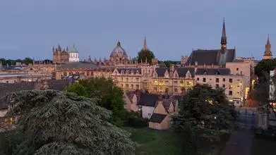 View of Broad street and Front Quad from the top of the Trinity College Chapel