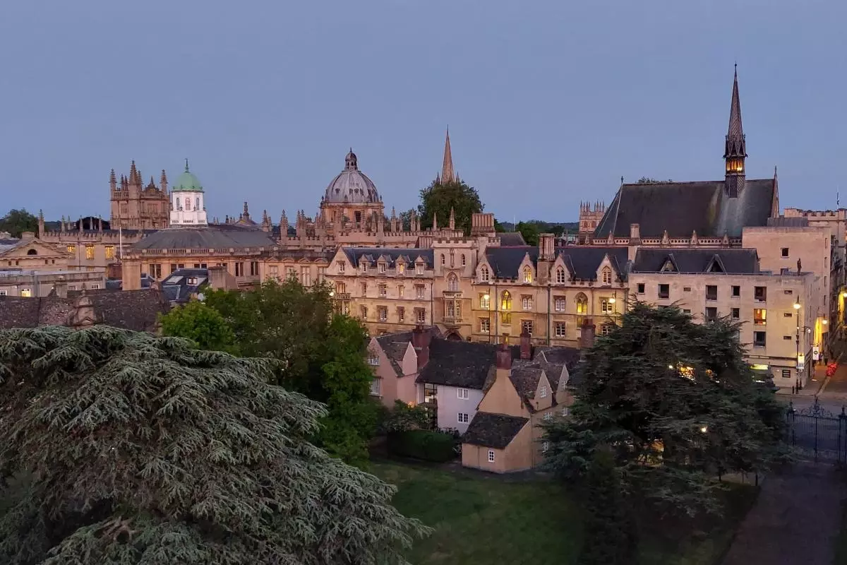 View of Broad street and Front Quad from the top of the Trinity College Chapel