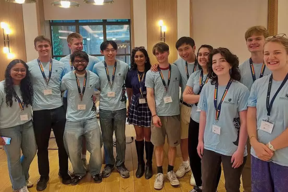 A group of Trinity College Ambassadors in the Levine Cafe
